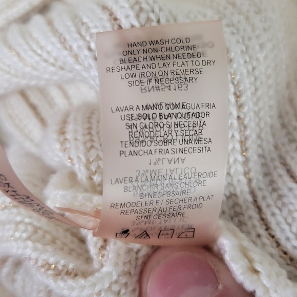 Calvin Klein Cowl neck mixed media Gold Stripped Sweater XL - Picture 5 of 5